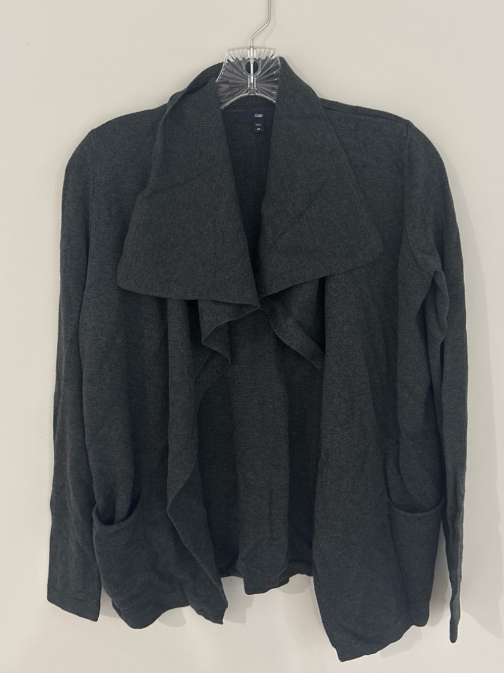 GAP Women's Charcoal Draped Open-Front Cardigan